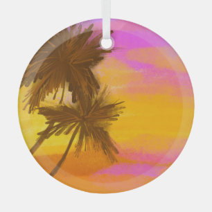 Kokospalmen, tropisches Sommerthema. Ornament Aus Glas