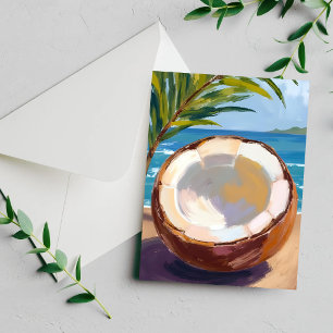 Kokosstrand Tropische Aquarellkarte