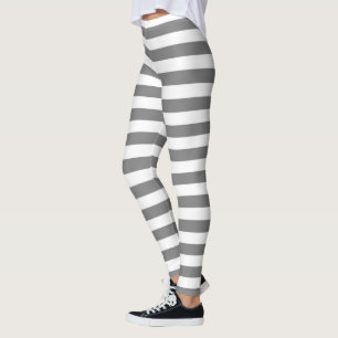 Koksgraue und weiße Streifen Leggings