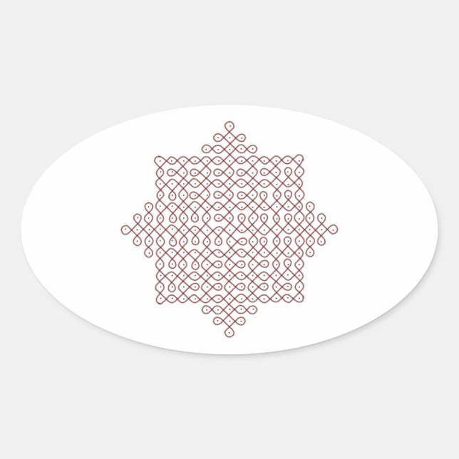 Kolam Art#1 Ovaler Aufkleber (Vorderseite)