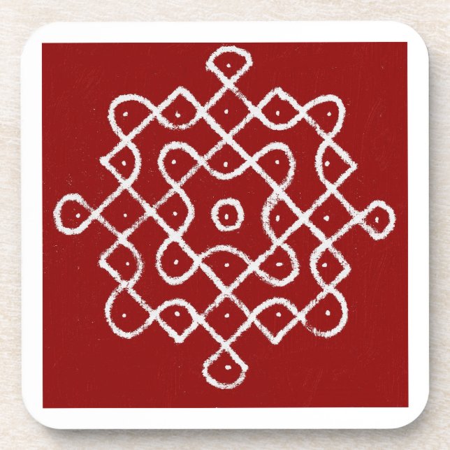 Kolam Rangoli Glass Untersetzer (Vorderseite)