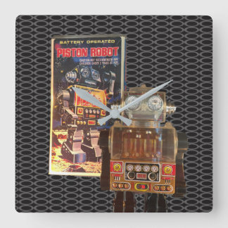 Kolben-Roboter - Retro Wanduhr