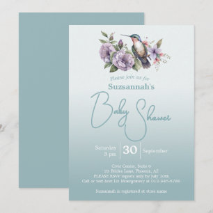 Kolibri Aqua Ombre Babyparty Einladung