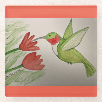 Kolibri-Aquarell Glasuntersetzer