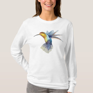 Kolibri-Aquarellyoga-Aufwärmenspitze - Weiß T-Shirt
