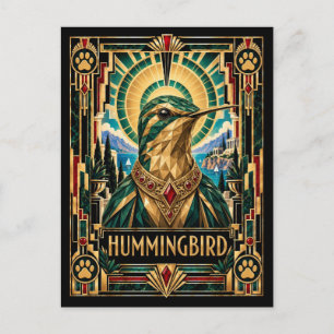 Kolibri, Art Deco Wildlife Postkarte