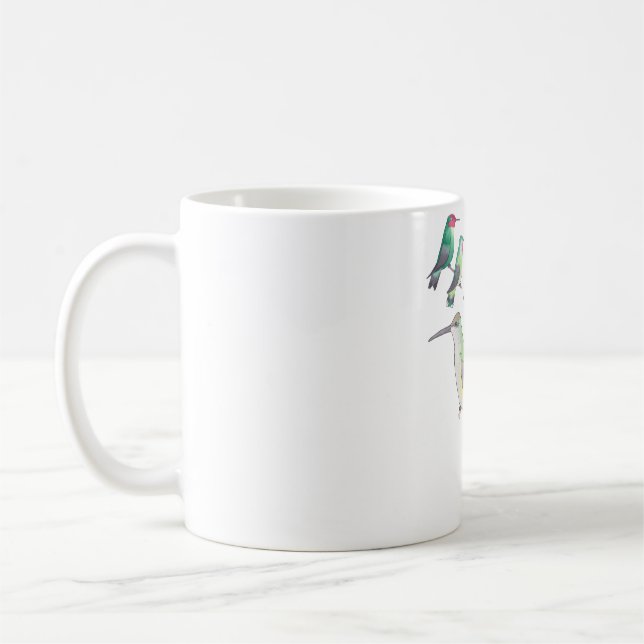 Kolibri-Arten Aquarell-Kunst Kaffeetasse (Links)