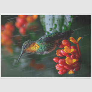 Kolibri auf leuchtender Blume Decoupage Seidenpapier