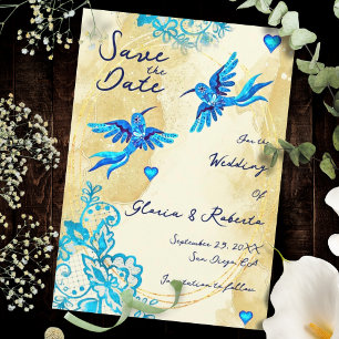 Kolibri-Barock-Gold-Eleganz-Mexikanische-Hochzeit Save The Date