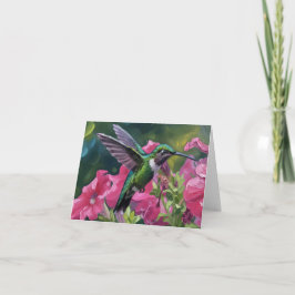 Kolibri besucht meinen Blumenkorb Dankeskarte