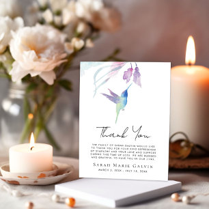 Kolibri-Blumen-Aquarell-Foto-Gedenkbild Dankeskarte