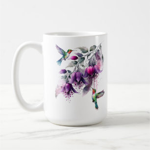 Kolibri-Blumen-Aquarell Kaffeetasse