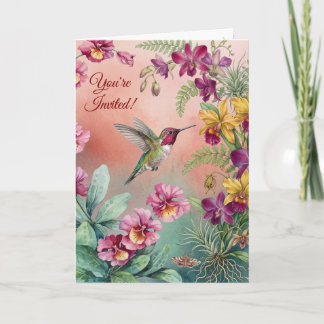 Kolibri-Blumen-Geburtstagsfeier-Einladung Karte