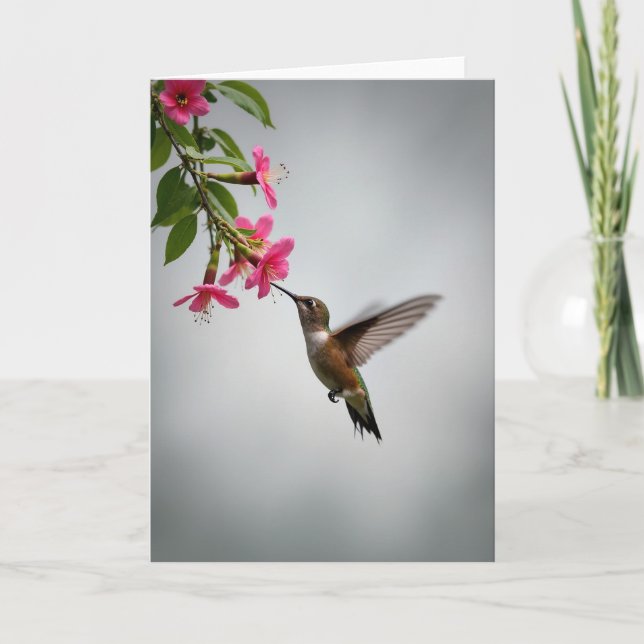 Kolibri-Blumen-Muttertagskarte Karte (Vorderseite)