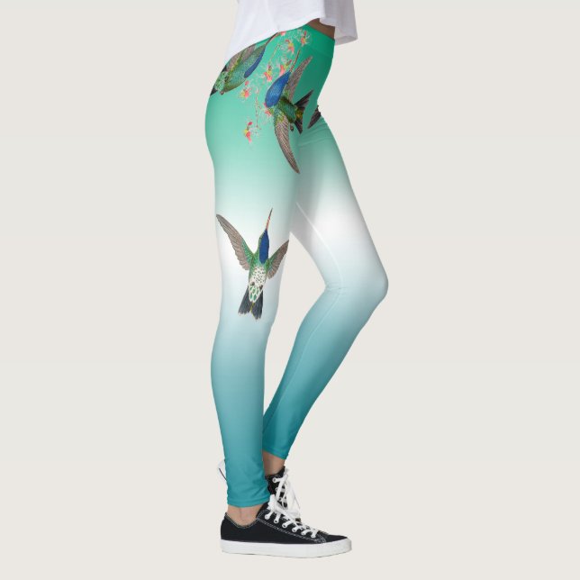 Kolibri-Blumen Ombre ganz über Druck-Leggings Leggings (Rechts)