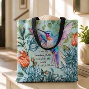 Kolibri-Blumenkunst mit Thoreau-Zitat