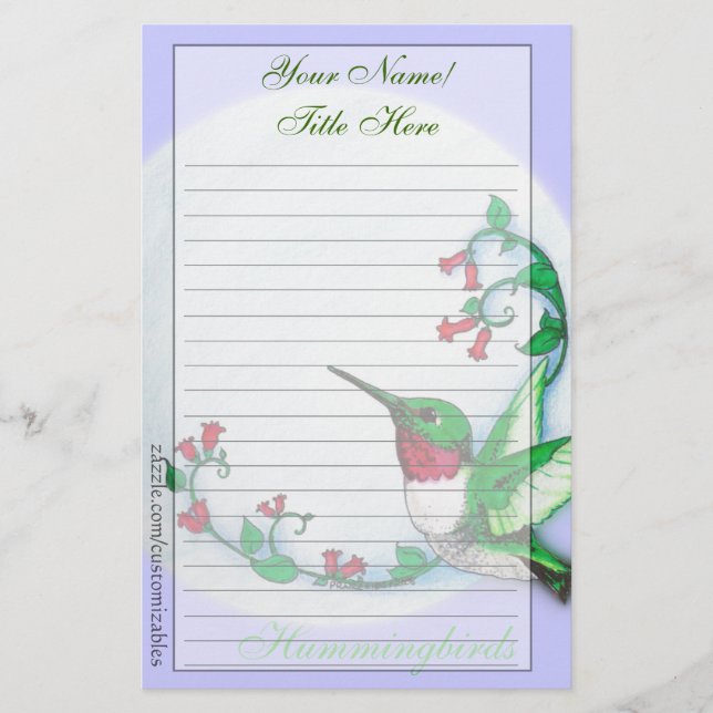Kolibri-Briefpapier Briefpapier (Vorderseite)
