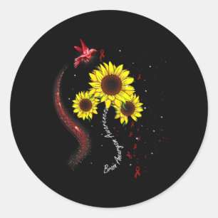Kolibri-Burgunder-Sonnenblume-Hirnaneurysma-Bewuss Runder Aufkleber