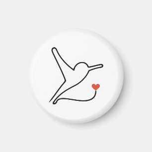 Kolibri-Einzeiliger Entwurf mit rotem Herzen Magnet