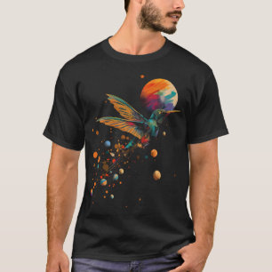 Kolibri Farbige Planeten Geometrisches Tier T-Shirt