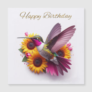 Kolibri fliegt mit Blumen Alles Gute zum Geburtsta Magnetkarte