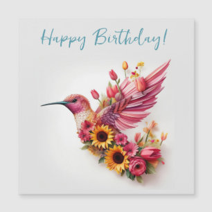 Kolibri fliegt mit Blumen Alles Gute zum Geburtsta Magnetkarte