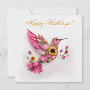 Kolibri fliegt mit Sonnenblumen Alles Gute zum Geb Karte