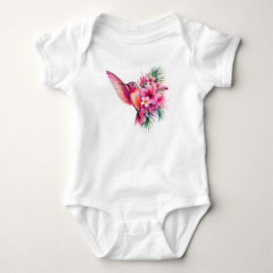 Kolibri Frangipani PNG Aquarell Vogeldesign Baby Strampler