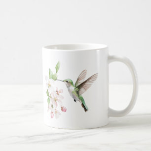 Kolibri Frühlingsblüten Aquarell Kaffeetasse