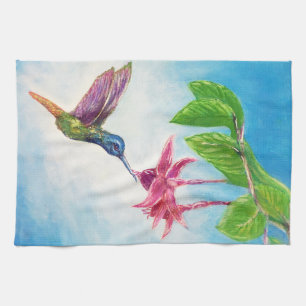 Kolibri, fuschia, Blumen, Geschirrtuch
