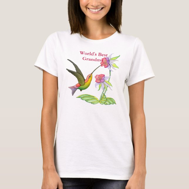 Kolibri-Garten für Großmutter T-Shirt (Vorderseite)
