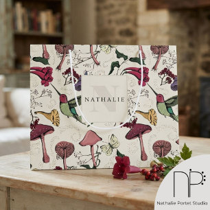 Kolibri-Garten-Monogramm Große Geschenktüte