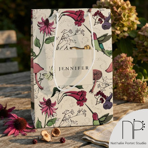 Kolibri-Garten-Monogramm Mittlere Geschenktüte
