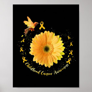Kolibri Gelbe Sonnenblume Kindheitskrebs Awar Poster