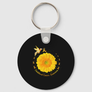 Kolibri Gelbe Sonnenblume Kindheitskrebs-Bewusstse Schlüsselanhänger