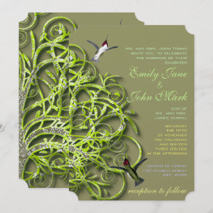 Kolibri-Gold-Limettenbaum-Hochzeitskarten Einladung