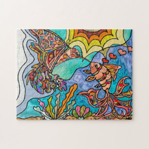 Kolibri Goldfisch Reflexion Fantasy-Kunstpuzzle Puzzle