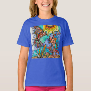 Kolibri Goldfisch Reflexionskunst Mädchen T-Shirt