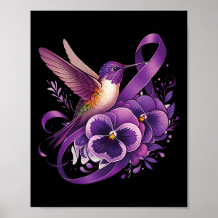 Kolibri hält lila Stiefmütterchenband Heimerheim Poster