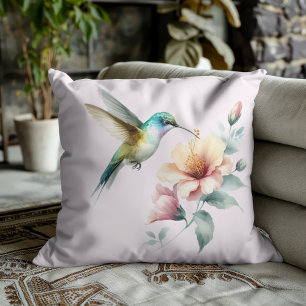 Kolibri-Harmonie mit eleganten Hibiskus Kissen