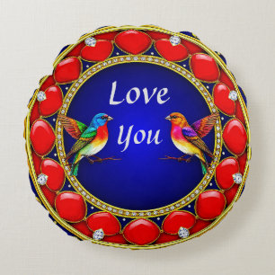 💖 Kolibri-Herz-Blumenkunst Geschenk für Naturlieb Rundes Kissen