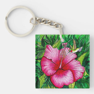 Kolibri Hibiskus Schlüsselanhänger
