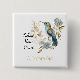 Kolibri Hortensien Blumen Button