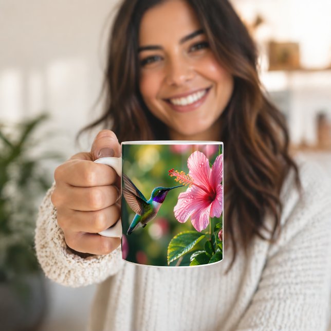 Kolibri in Blüte Kaffeetasse (Von Creator hochgeladen)