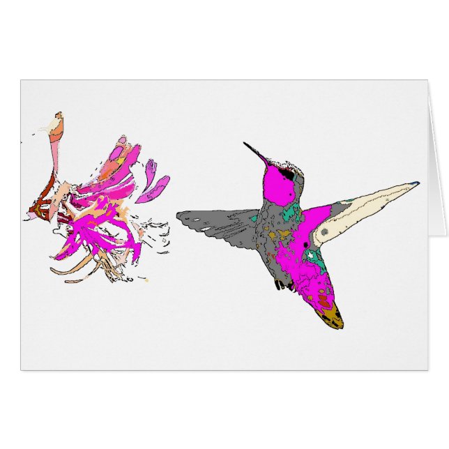 Kolibri in der rosa Karte (Vorderseite (Horizontal))
