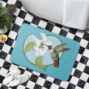 Kolibri-Lilie Blau Art Nouveau Badematte