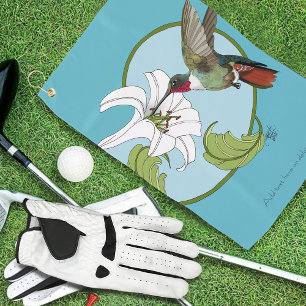 Kolibri-Lilie Blau Art Nouveau Golfhandtuch