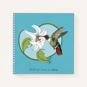 Kolibri-Lilie Blau Art Nouveau  Notizbuch