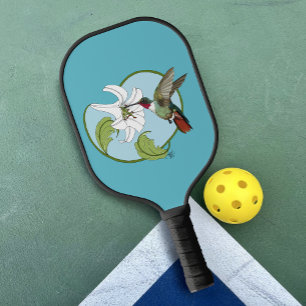 Kolibri-Lilie Blau Art Nouveau  Pickleball Schläger