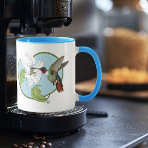 Kolibri-Lilie Blau Art Nouveau  Tasse